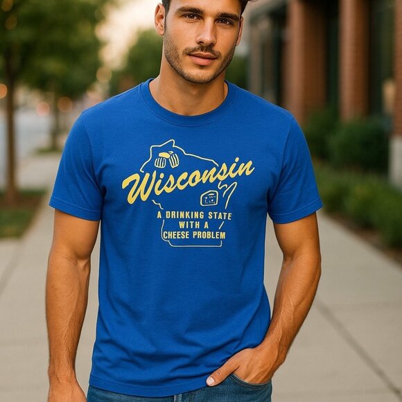 WISCONSIN A DRINKING STATE Tee XL Humor College Funny Graphic Shirt Vintage - Picture 1 of 10